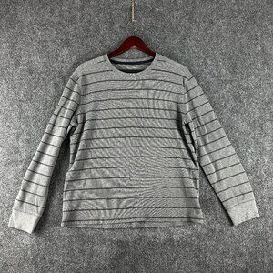 Banana Republic Shirt Mens Large Gray Cotton Knit Long Sleeve Fitted Crew Pullov
